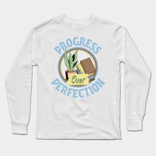 motivational progress over perfection back to school teacher Long Sleeve T-Shirt